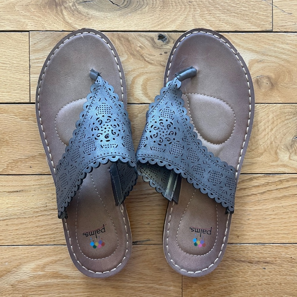 Gray Perforated Women’s Sandals